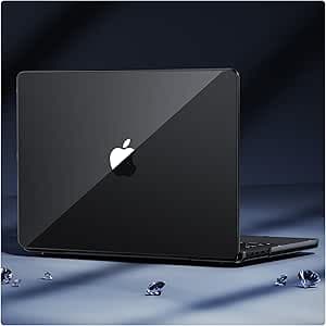 Soonjet Funda rígida protectora para MacBook Pro de 16 pulgadas M4 2024-2021 M3 M2 M1 Pro/Max [100% transparente, negro refinado] Funda rígida protectora para laptop, color negro cristal