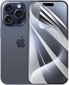 [2 piezas] Película de Hidrogel para iPhone 15 Pro (6.10 inch), [HD] Protector de Pantalla de TPU Suave Transparente [NO vidrio templado]