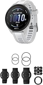 Garmin Forerunner 165, Easy to Use Lightweight GPS Running Smartwatch, White & QuickFit Bicycle Mount