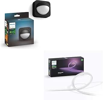 Philips Hue Lightstrip - Tira de luces LED regulable con sensor exterior (5 m, para el sistema de iluminación Hue con 16 millones de colores, control inteligente de la luz a través de voz o aplicación