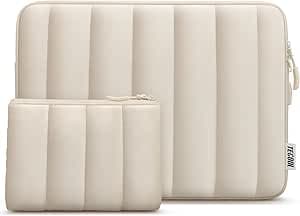 TECOOL Funda 13-13.3 Pulgadas para MacBook Air 13 13.6 M4 M3 M2 M1 2025 2024-2010,MacBook Pro 13/14 M4 M3 M2 M1 2024 2023-2012,13,3" Protectora Funda PC Portatil Macbook Bolsa Ordenador Blanda,Beige