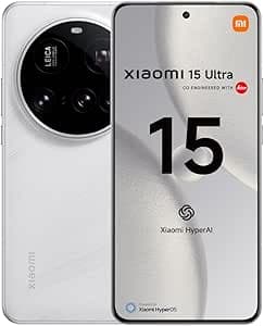 XIAOMI 15 Ultra - Smartphone de 16+512GB, Lente óptica Leica Summilux, Snapdragon 8 Elite, Pantalla AMOLED WQHD+ de 6,73" 120 Hz, HyperCharge de 90W, Cargador no Incluido, Blanco (Versión ES)
