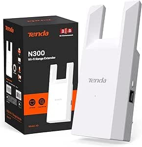 Tenda N300 Repetidor WiFi, Extensor Amplificador 2.4GHz 300Mbps, Instalación fácil, Puerto Ethernet 10/100 Mbos, Modo Ap, A9