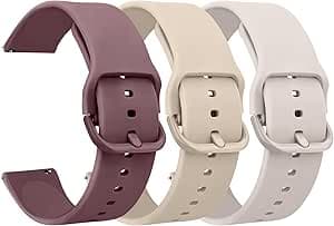 Meliya 3PACK Correas para 22mm Reloj Silicona de Liberación Rápida para Hombre y Mujer,Nuevo Suave Silicona Ajustable Pulseras de Repuesto para 22mm Reloj(Starlight/Marrón/Púrpura1)