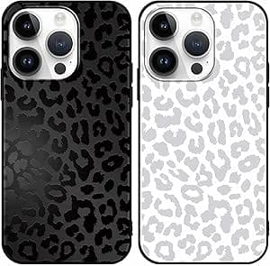 Yoedge Paquete de 2 fundas para iPhone 16 Pro Max con estampado de leopardo negro para iPhone 16 Pro Max de 6.9 pulgadas, silicona suave ultrafina con patrón estético de guepardo, protector de