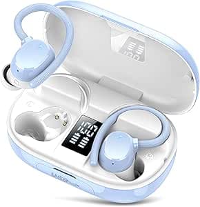 Auriculares Inalámbricos Bluetooth, Auriculares Bluetooth 5.3 HiFi Estéreo con Pantalla LED, 128H Cascos Inalambricos Bluetooth con 4 ENC Reducción de Ruido, Control Táctil,IP7 Impermeable Audifonos