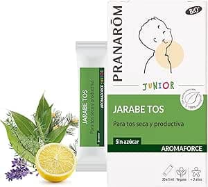 PRANAROM - Aromaforce - Jarabe Tos Junior - Para Tos Seca - Formulado con Principios Activos de Origen Natural Sin Azúcar, Colorante ni Conservante - 20x5ml