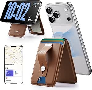 ESR para MagSafe Cartera, Bloqueo RFID, Cartera Geo con Soporte para iPhone, Compatible Localizar con App Encontrar, Wallet para iPhone 17e/17/16/15/14/13/12 Series, NO para Mini, Marrón Caramelo