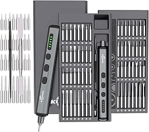 KUNLUN 68 en 1 Destornilladores Eléctricos, Juego de Destornilladores de Precisión Electrico con 64 Puntas de Precisión Magnéticas,5 Velocidades de Par de Giro y LED para Phone, Ordenador, Relojes