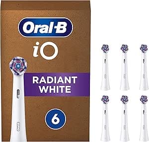 Oral-B iO Radiant White Recambios para Cepillo de Dientes Eléctrico, Paquete de 6 Cabezales, Blanco - Originales (Tamaño Buzón)