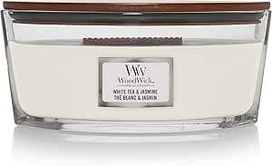 WoodWick vela aromática en forma de elipse, té blanco con jazmín