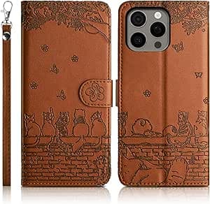 Funda para iPhone 16 Pro MAX 5G Flip - Cuero PU Premium, Magnético, Tarjetero y Soporte - Carcasa Compatible con iPhone 16 Pro MAX - Marrón