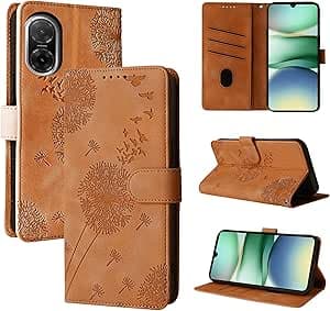 Funda Xiaomi Redmi A5 4G Diente de león Carcasa de Cuero PU Billetera Magnético Funda del Libro con Ranuras para Tarjetas para Xiaomi Redmi A5 4G Marrón