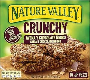 Nature Valley Crunchy, Barritas de Avena 100% Integral y Chocolate Negro, Sin colorantes, Ingredientes Naturales, Apto para Vegetarianos, 5x42g (2 barritas por paquete)